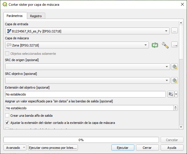 Configuración de recorte por máscara